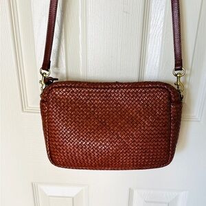 Clare V Marisol Diagonal Woven Toffee Leather Crossbody Bag